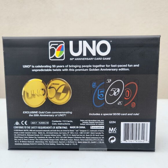 NEW UNO Premium 50th Anniversary Edition Card Game with Collectible Coin Game - Picture 3 of 13